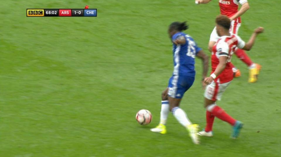 Chelsea finished with ten men after Victor Moses was booked for diving, his second of the match