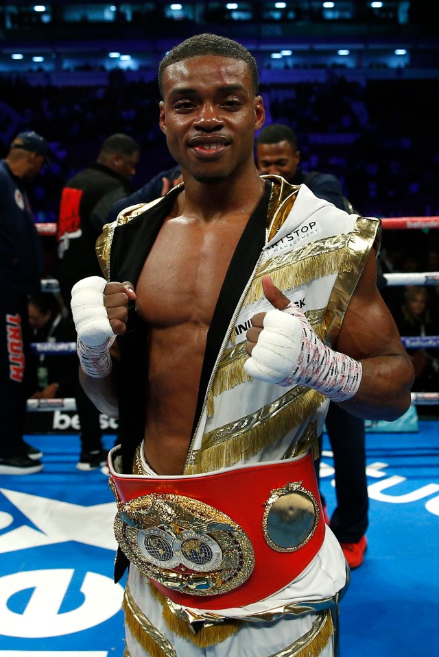 Errol Spence Jr celebrates after his victory in Sheffield on Saturday