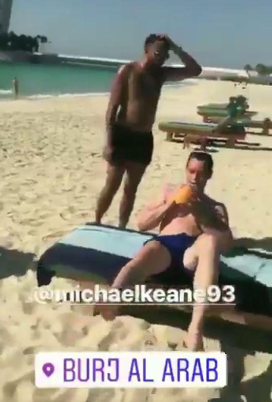 Jesse Lingard and Michael Keane were reunited on holiday in the Middle East