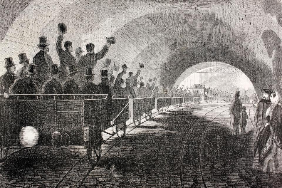  A trial run of the tube in the London Underground in 1862, shortly before it opened in 1863