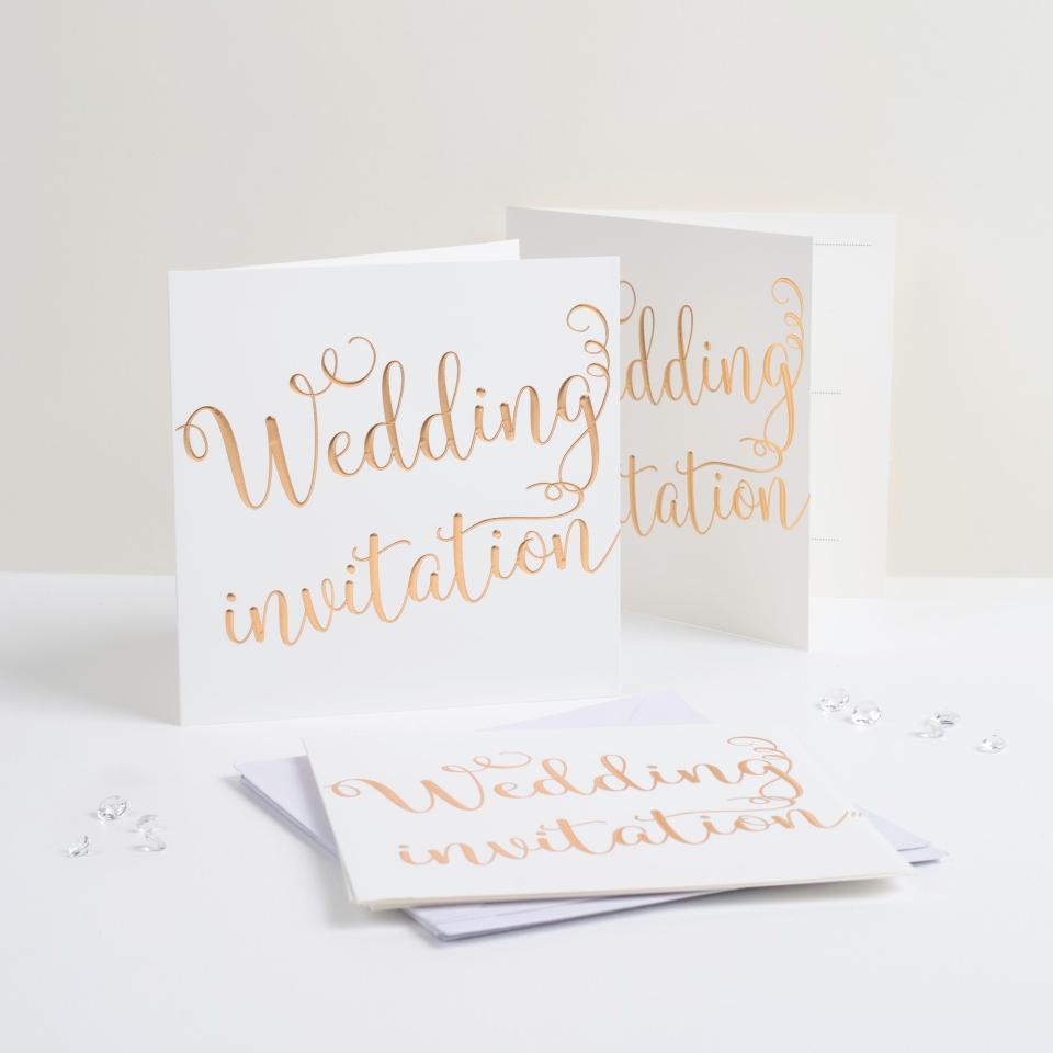  Everything in the wedding range will cost £1. These stylish wedding invites are sure to go down a treat with brides on a budget