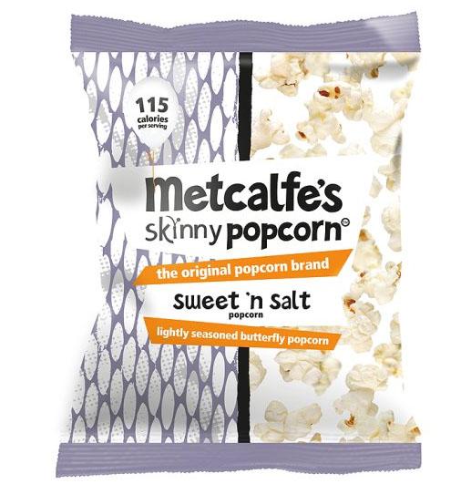  Metcalfe’s Sweet ‘n Salt popcorn has 4.0g of sugar per 80g serving