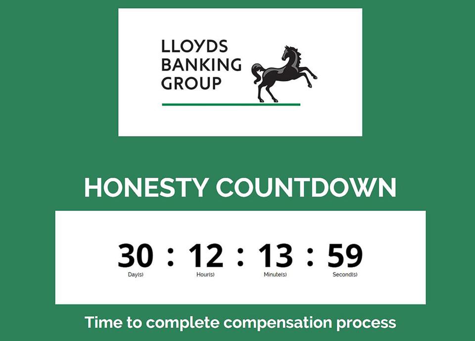  The website features an "honesty countdown" ahead of the compensation process