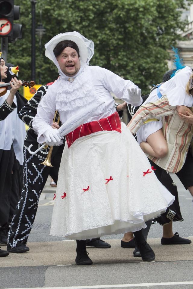  James Corden was having the time of his life dressed as Mary Poppins