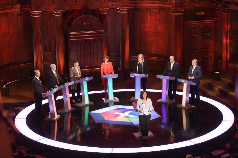 Amber Rudd with opposition party leaders in the heated BBC debate