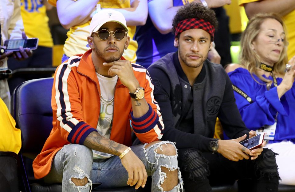  Lewis Hamilton and Neymar watch Golden State Warriors take on Cleveland Cavaliers