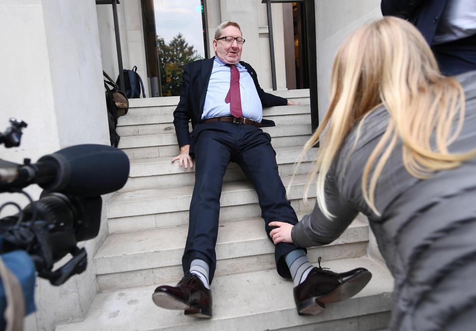  Unite Union boss Red Len McCluskey takes an embarrassing tumble