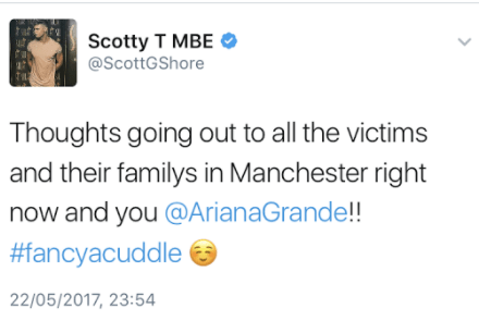  Geordie Shore's Scotty T received a backlash from fans for his insensitive tweet, which he swiftly deleted