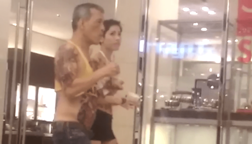  Video that it is claimed is the Thai King walking through a shopping centre in a crop top have gone viral