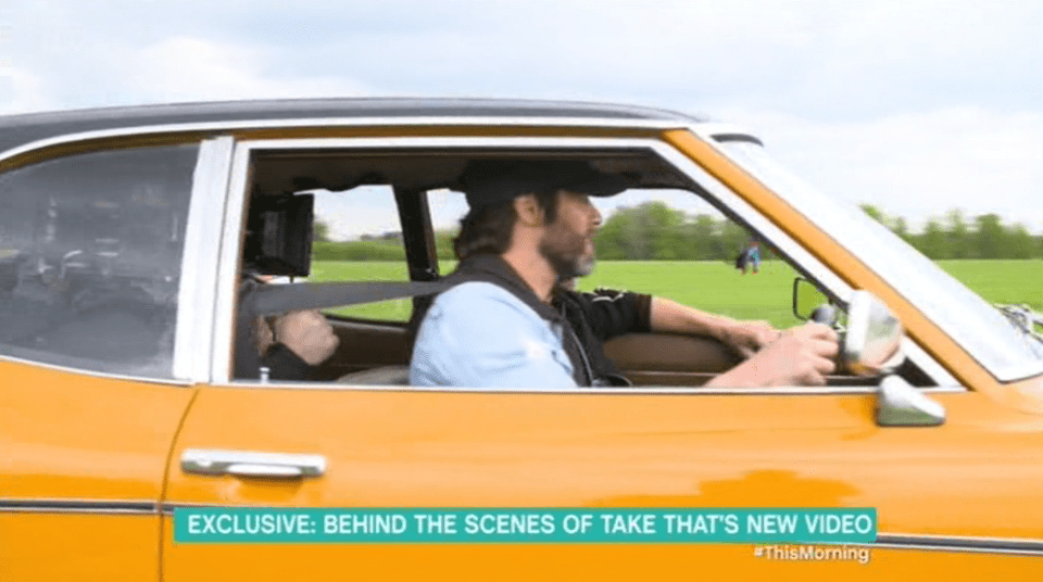  During the video Howard gets behind the wheel as he races with Gary to find Mark