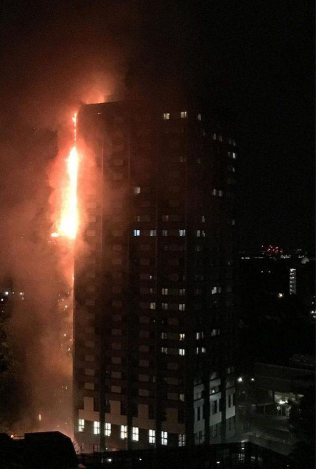 After just a few minutes, the fire is seen here at 1.30am climbing up the building