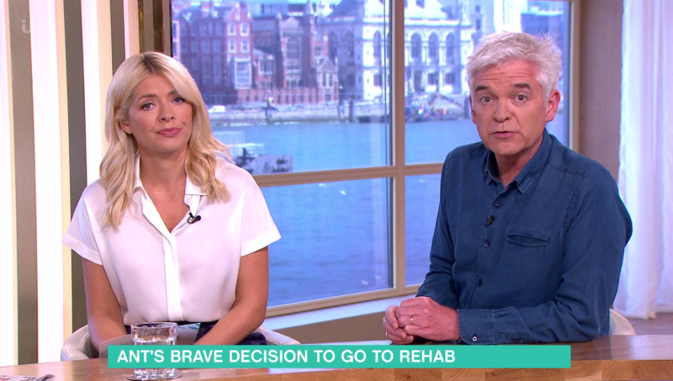  Holly Willoughby and Phillip Schofield sent their best wishes to their pal Ant as he checks into rehab