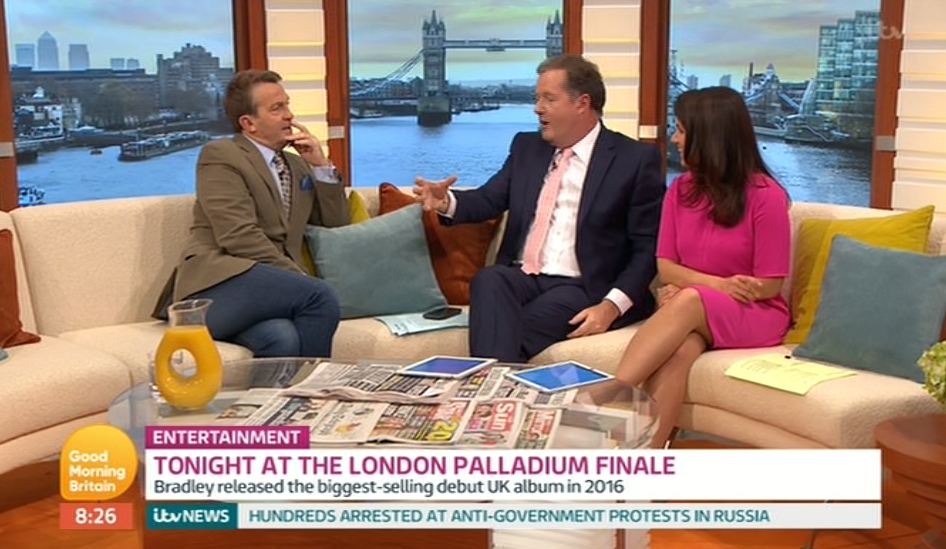  Comedian Bradley Walsh and long-time pal Piers Morgan had GMB viewers in stitches this morning