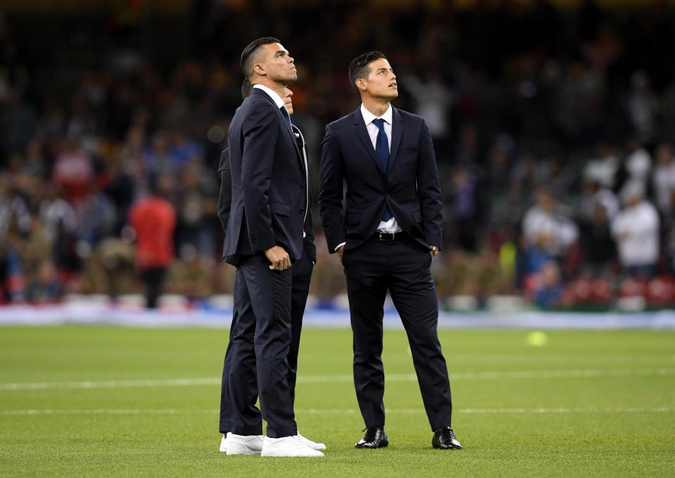  Pepe and James Rodriguez (right) were both left off Zinedine Zidane's teamsheet