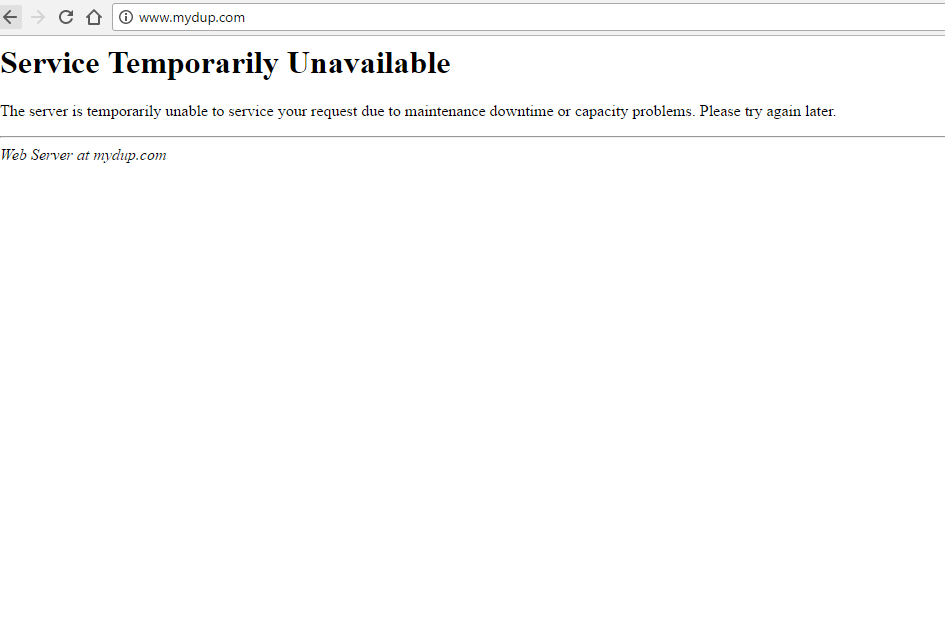  People trying to log onto the DUP's website today were met with this error message