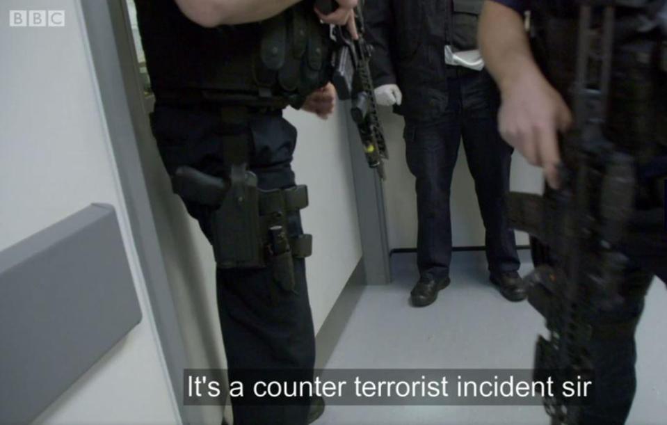  A number of counter-terrorist police guarded the hospital as Masood was brought in