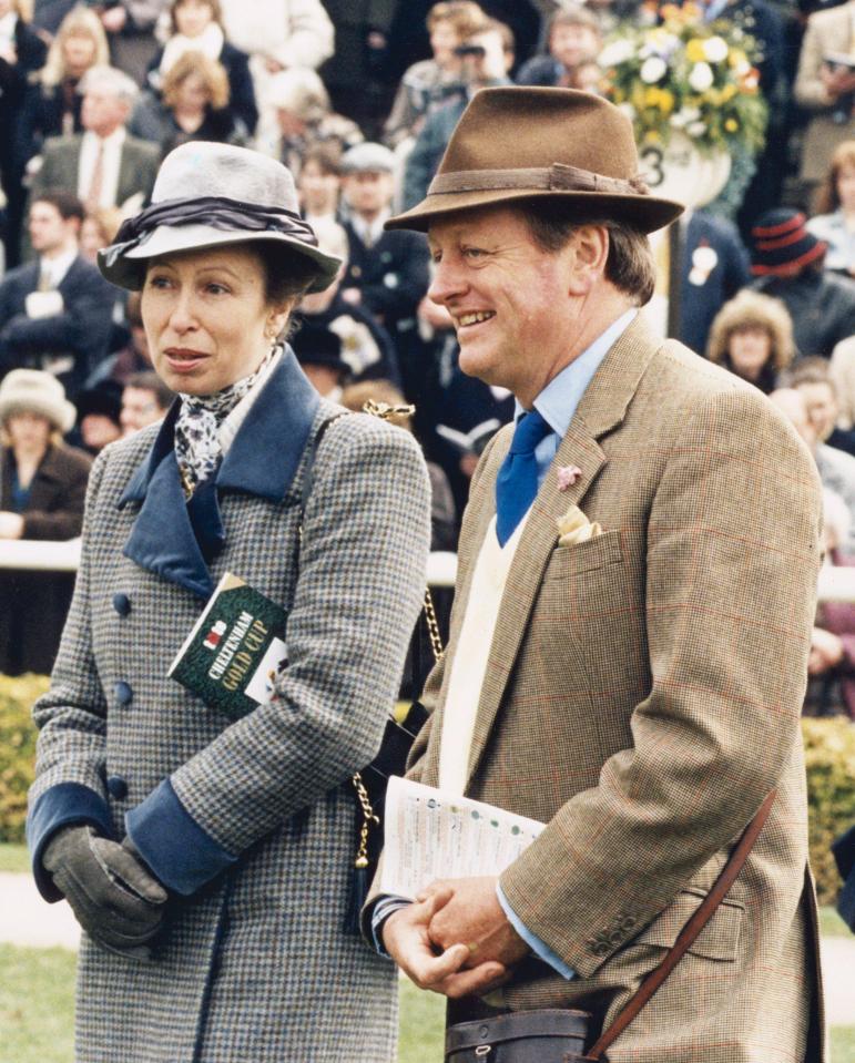  Princess Anne pictured with Andrew Parker Bowles at Cheltenham races in 1997