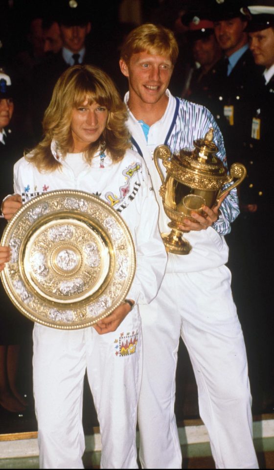  Boris Becker and Steffi Graf after winning Wimbledon in 1989