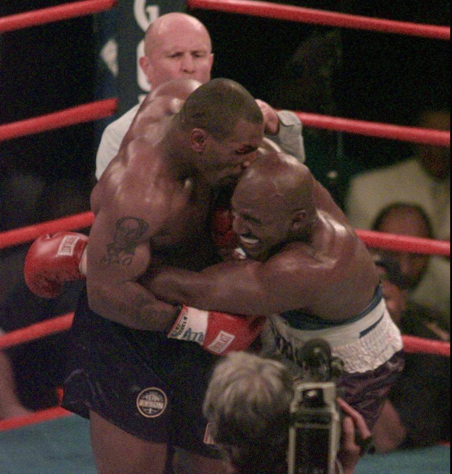  The world of boxing was rocked when Mike Tyson bit a chunk out of Evander Holyfield's ear during their first fight