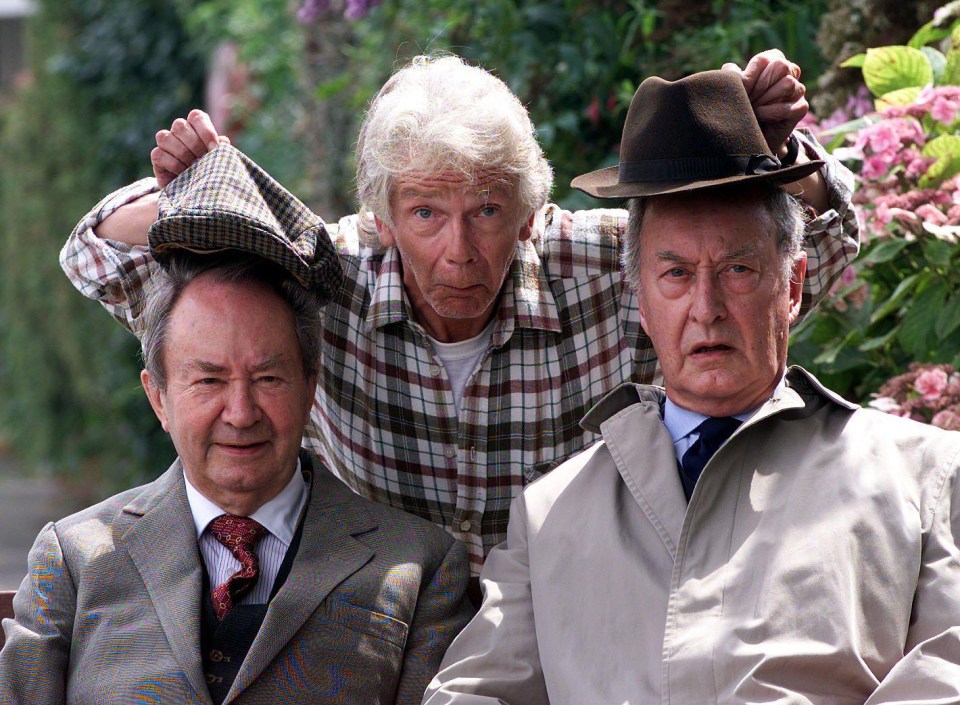 Sallis, left, was also famed for his role in the Last Of The Summer Wine, pictured alongside Tom Owen, centre, and Frank Thornton, right