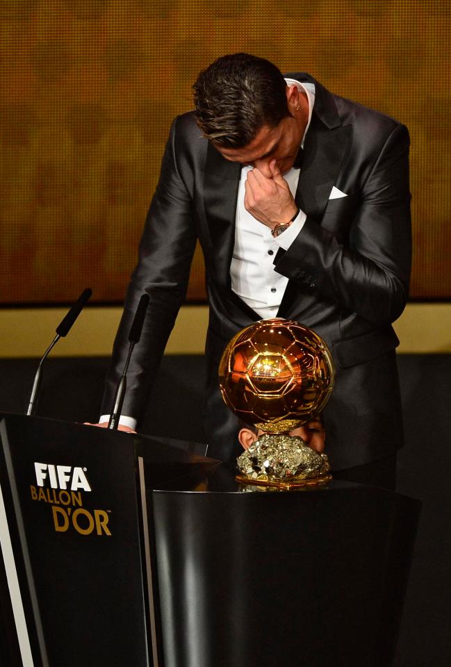  Cristiano Ronaldo was in tears after winning the Ballon d'Or back in 2013