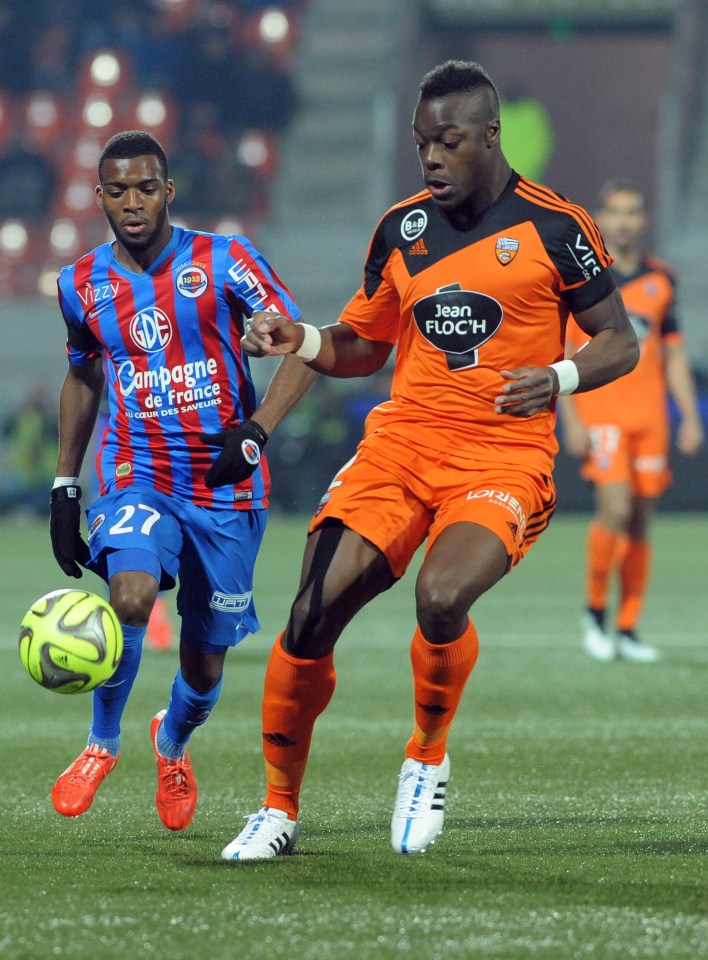 Thomas Lemar (left) made his senior debut for French side Caen