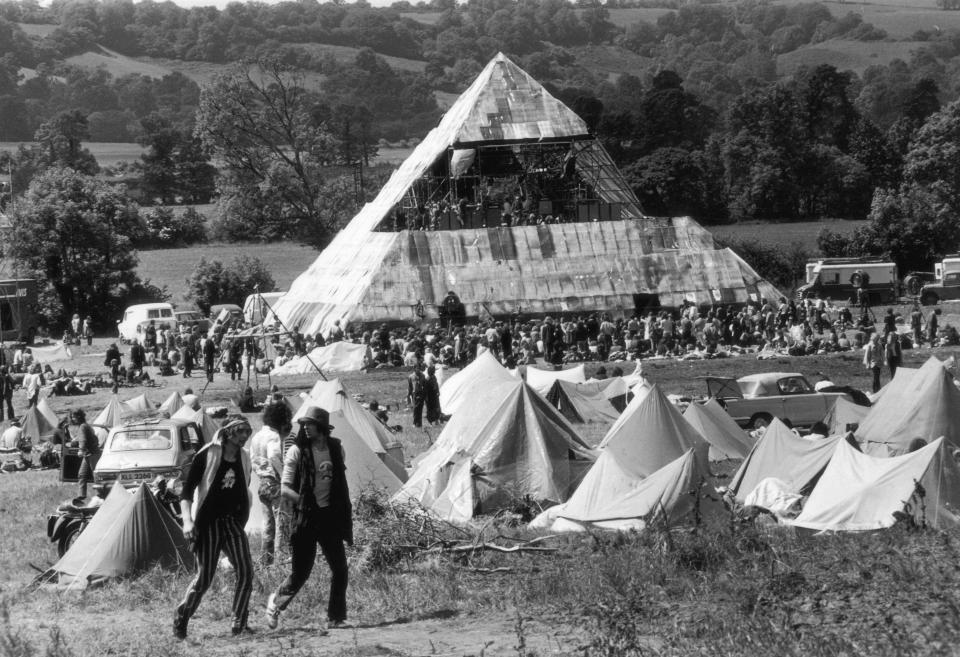  This shot, taken in 1971, shows the first time the Pyramid stage was used. Back in 1971, the festival was known as Glastonbury Fair, and was a far cry from the jam-packed festival we know today