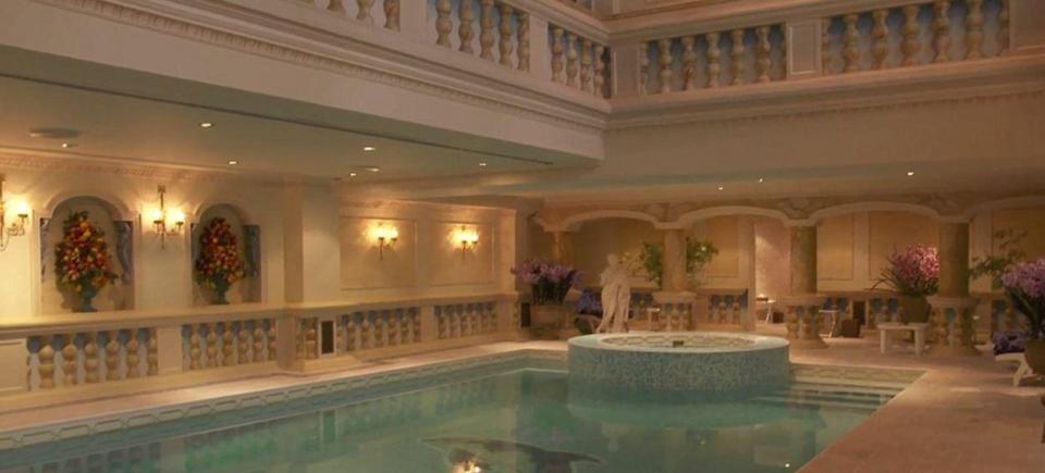  The 14-bedroom mansion also comes with an indoor swimming pool and jacuzzi