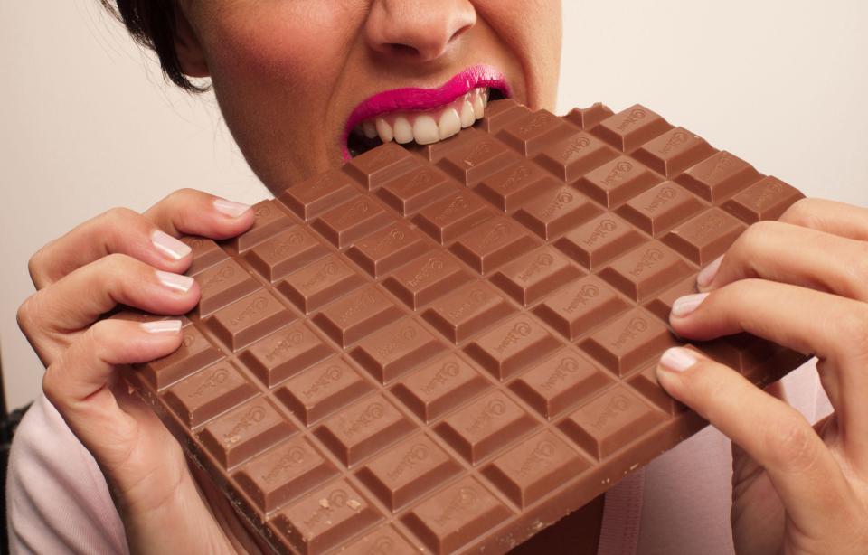 You should avoid eating foods with caffeine in them before bed, so that means no more chocolate 