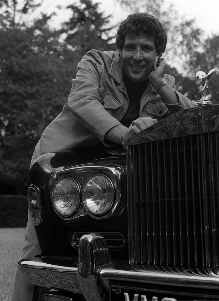  Tom Jones with one of his cars - a Rolls-Royce Silvershadow convertible