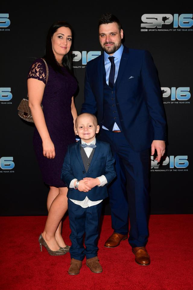 Bradley Lowery and his parents attend the BBC Sports Personality of the Year awards in 2016