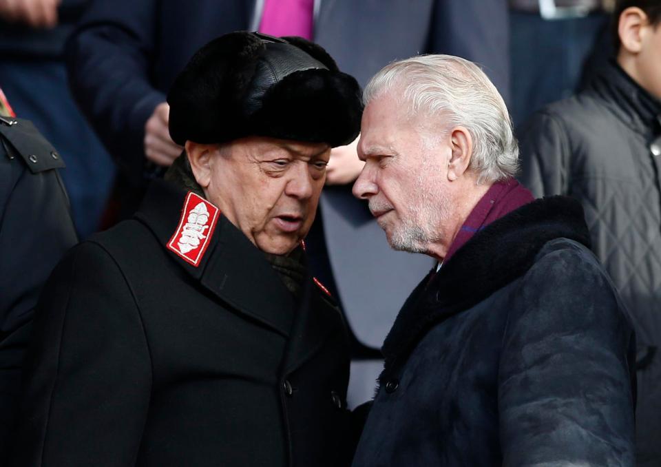  West Ham co-owner David Sullivan, left, chats with joint owner David Gold