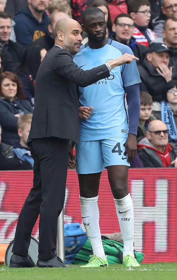 Yaya Toure's manager Pep Guardiola paid tribute to his man's performances for City towards the end of the season