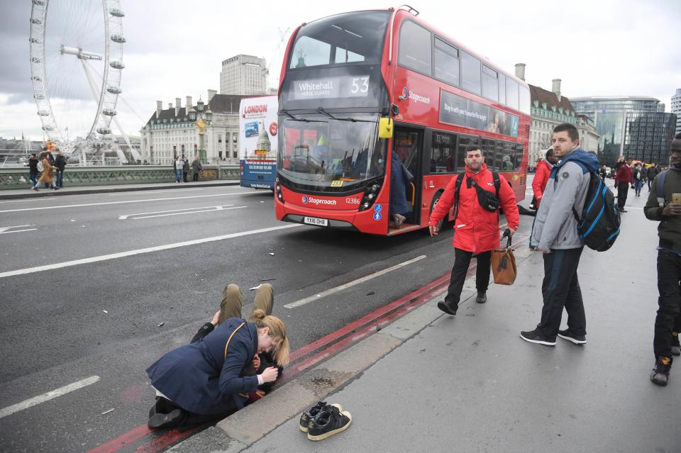 The pair were flagging down a taxi when terrorist Khalid Masood struck