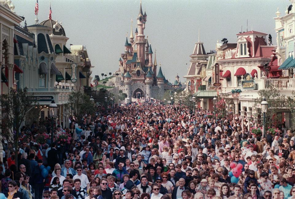  One larger guests got stuck in a ride and had to be pulled out by a crane - in front of a huge crowd of people