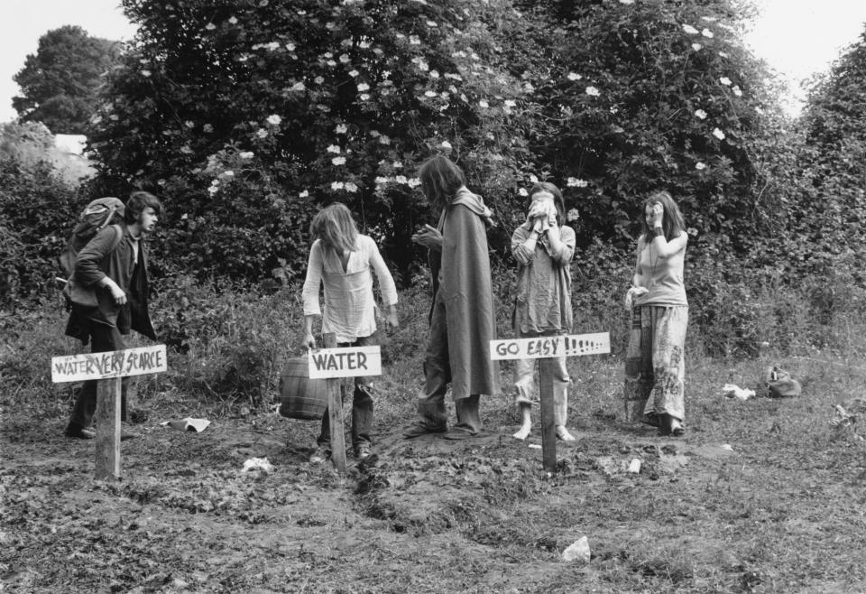  This shot from 1971 shows how much Glasto infrastructure has evolved. The first Pyramid stage was constructed this year, with the music taking a medieval style