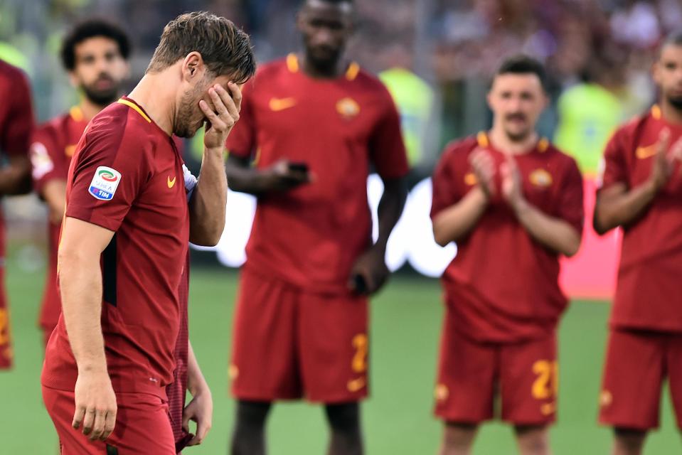  The Roma legend was applauded as he performed a victory lap around the stadium, and it all became too much for him