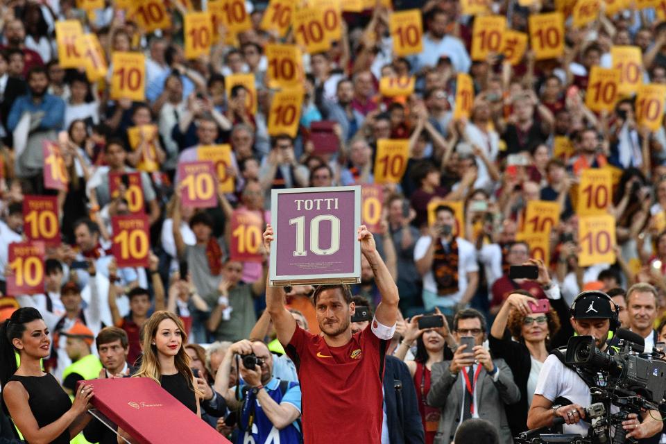  It was an emotional moment for Francesco Totti, who ended a 25-year spell at Roma this season