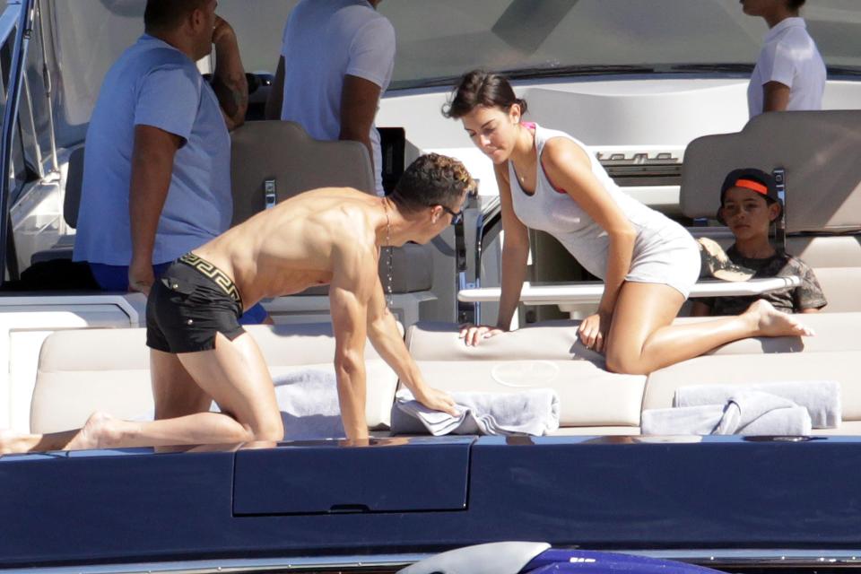  The couple soaked up the sun while on a boat in the Mediterranean Sea