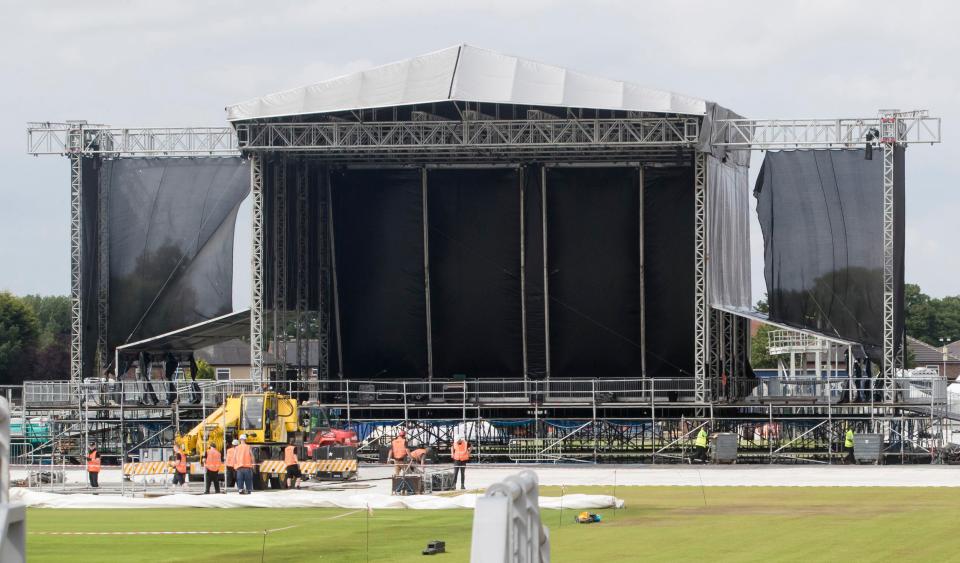 The stage for the Ariana Grande tribute concert has already been set up ahead of the gig on Sunday June 4