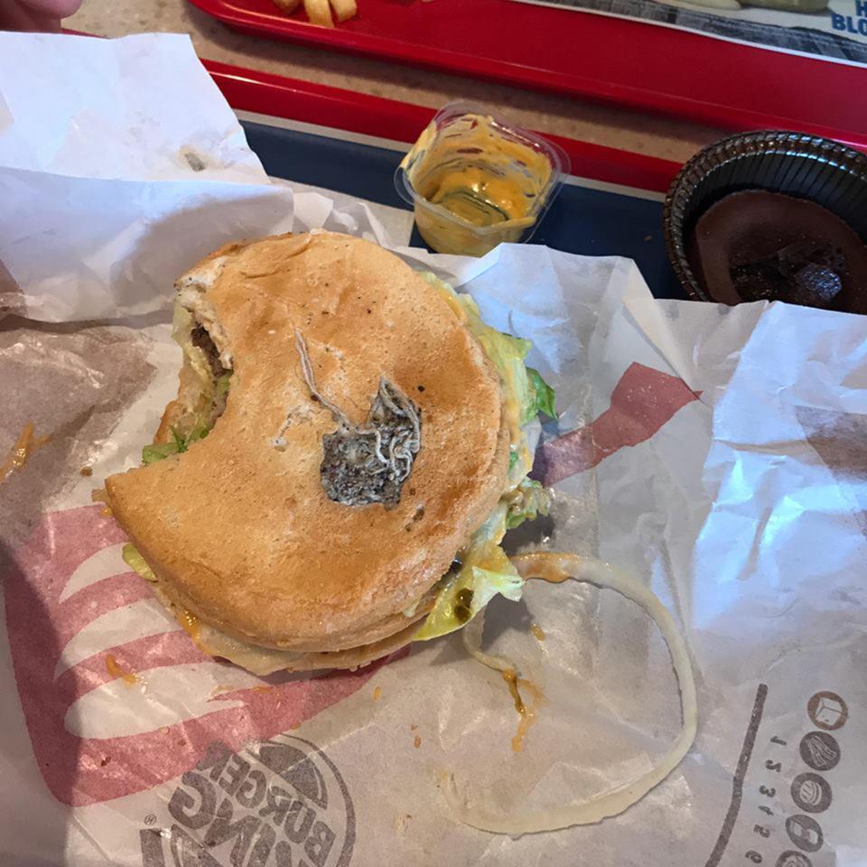 A diner was served a sickening burger when he sat down for a fast food meal