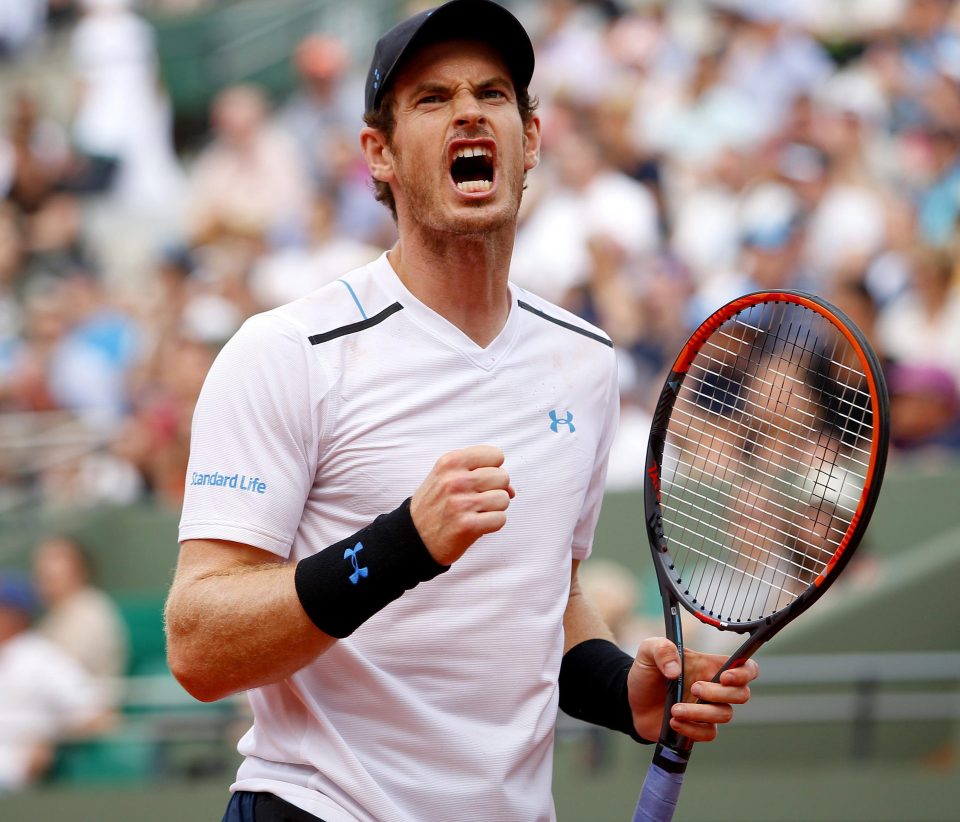  Murray shows his emotions after fighting back from a break down to take the fourth set against the Slovakian