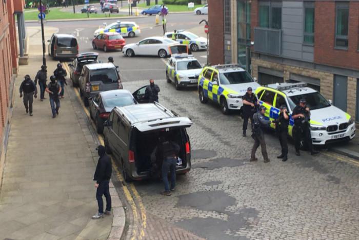  Police stormed two properties in Huddersfield and Sheffield