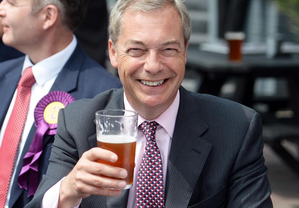  And Nigel Farage was spotted with a drink in his hand today