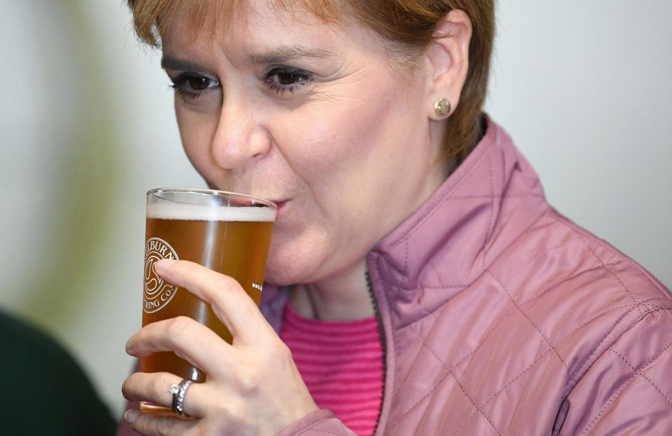  Nicola Sturgeon takes a break for a cheeky pint earlier this week