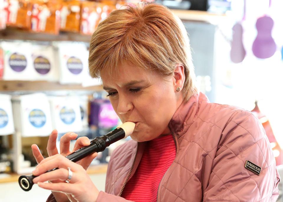  Nicola Sturgeon tries her hand with a recorder too