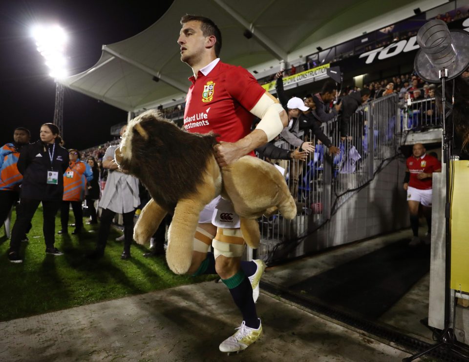 Lions skipper Sam Warburton leads his side out for kick-off