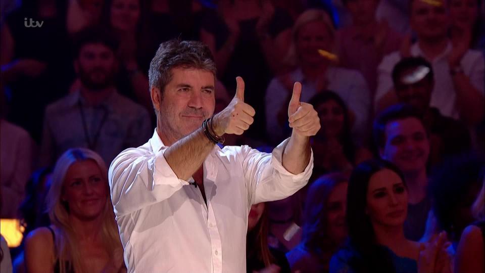  Simon Cowell gives the thumbs up during BGT final