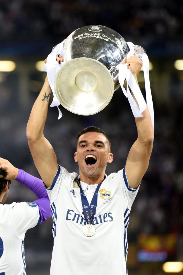  Pepe got his hands on the Champions League trophy in Cardiff