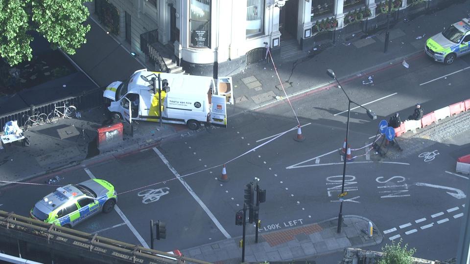 The van was abandoned outside a pub on the south side of London Bridge 